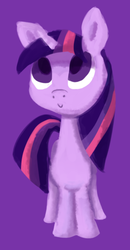 Size: 347x667 | Tagged: safe, artist:paintrolleire, twilight sparkle, pony, unicorn, g4, female, looking up, mare, purple background, simple background, smiling, solo