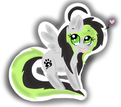 Size: 500x442 | Tagged: safe, artist:askbreejetpaw, oc, oc only, oc:bree jetpaw, pegasus, pony, chibi, cute, heart, looking up, pegasus oc, solo, tongue out