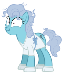 Size: 3000x3281 | Tagged: safe, artist:kyute-kitsune, screw loose, earth pony, pony, g4, female, high res, hospital gown, insanity, mare, messy mane, simple background, smiling, solo, transparent background, vector
