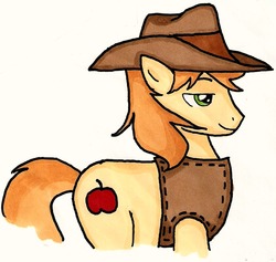 Size: 880x834 | Tagged: safe, artist:chiuuchiuu, braeburn, earth pony, pony, g4, male, simple background, solo, stallion, traditional art, white background