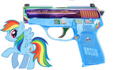 Size: 633x348 | Tagged: safe, rainbow dash, g4, gun, gunified, my little arsenal, photoshop