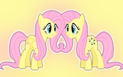 Size: 1280x800 | Tagged: safe, artist:candyutame, fluttershy, posey, earth pony, pegasus, pony, g1, g4, female, g1 to g4, generation leap, mare