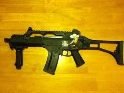 Size: 960x720 | Tagged: safe, rainbow dash, g4, g36c, gun, gunified, my little arsenal, rifle, sticker