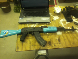 Size: 1280x960 | Tagged: safe, rainbow dash, g4, ak-47, akm, customized toy, gun, gunified, my little arsenal, rifle