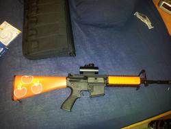 Size: 960x720 | Tagged: safe, applejack, g4, airsoft, ar-15, customized toy, gun, gunified, my little arsenal