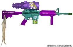 Size: 593x382 | Tagged: safe, g1, ar-15, assault rifle, gun, meta, my little arsenal, rifle, weapon