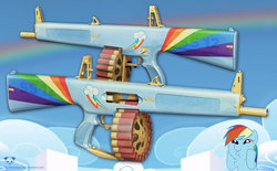 Size: 1133x704 | Tagged: safe, artist:the bad panda2, rainbow dash, g4, 3d, aa12, gun, gunified, meta, my little arsenal, shotgun
