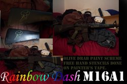 Size: 900x596 | Tagged: safe, artist:sumofl, rainbow dash, g4, airsoft, ar-15, customized toy, gun, gunified, my little arsenal, rifle