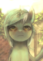 Size: 500x700 | Tagged: safe, artist:jcharlesmachiavelli, lyra heartstrings, pony, g4, crying, female, frown, looking up, solo