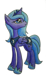 Size: 500x806 | Tagged: dead source, safe, artist:silentbluefoxx, princess luna, alicorn, pony, g4, crying, female, looking back, mare, s1 luna, simple background, solo, traditional art, transparent background