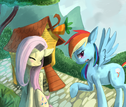 Size: 1000x850 | Tagged: safe, artist:terrac0tta, fluttershy, rainbow dash, g4, duo, female, lesbian, ship:flutterdash, shipping