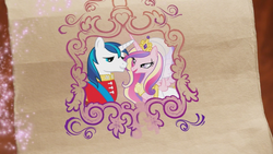 Size: 853x480 | Tagged: safe, screencap, princess cadance, shining armor, alicorn, pony, unicorn, g4, official, clothes, commercial, dress, female, lidded eyes, male, pony wedding, ship:shiningcadance, shipping, stallion, straight, wedding dress, youtube link