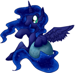 Size: 692x672 | Tagged: safe, artist:sunchance, princess luna, pony, g4, female, moon, simple background, solo, tangible heavenly object