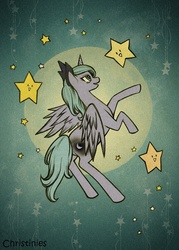 Size: 550x769 | Tagged: safe, artist:christinies, princess luna, pony, g4, female, s1 luna, solo, stars, tangible heavenly object