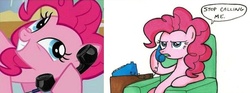 Size: 912x341 | Tagged: dead source, useless source url, safe, pinkie pie, earth pony, pony, g4, crossing the memes, exploitable meme, meme, phone meme, self ponidox, stop calling me