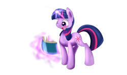 Size: 5080x3000 | Tagged: dead source, safe, artist:xcopyen002, twilight sparkle, pony, unicorn, g4, book, female, magic, solo, unicorn twilight