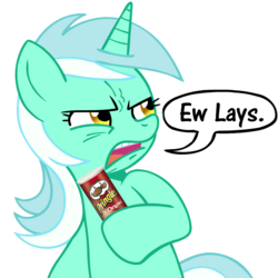 Size: 945x945 | Tagged: safe, lyra heartstrings, pony, g4, chips, ew gay, female, food, lay's, pringles, simple background, solo, transparent background