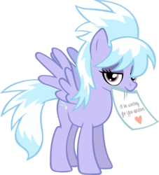 Size: 4001x4401 | Tagged: safe, artist:bakabrony, artist:darkmacsek9, cloudchaser, pegasus, pony, g4, absurd resolution, bedroom eyes, female, mare, mouth hold, note, simple background, solo, transparent background