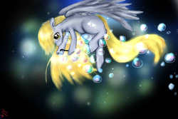 Size: 1800x1200 | Tagged: safe, artist:daughter-of-fantasy, derpy hooves, pegasus, pony, g4, bubble, female, mare, solo