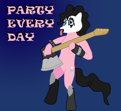 Size: 1200x1100 | Tagged: safe, artist:ericac78, pinkie pie, earth pony, pony, g4, duo, gene simmons, guitar, kissing