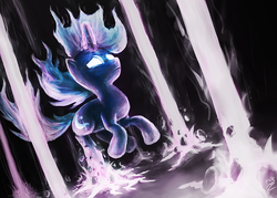 Size: 1400x1000 | Tagged: safe, artist:assasinmonkey, trixie, pony, unicorn, g4, female, glowing eyes, magic, magic overload, mare, solo