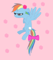 Size: 2893x3257 | Tagged: safe, artist:rednyanda, rainbow dash, g4, bow, dressup, flower, high res, makeover