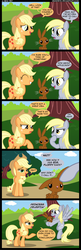 Size: 1500x4642 | Tagged: dead source, safe, artist:veggie55, applejack, derpy hooves, earth pony, pegasus, pony, rabbit, g4, comic, female, mare