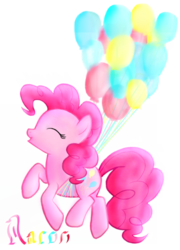 Size: 400x556 | Tagged: safe, artist:raynaron, pinkie pie, pony, g4, balloon, female, solo, then watch her balloons lift her up to the sky