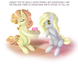 Size: 930x773 | Tagged: safe, artist:v-invidia, carrot top, derpy hooves, golden harvest, pegasus, pony, g4, cute, cutie top, female, lesbian, mare, ship:derpytop, shipping