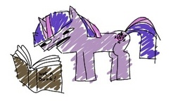 Size: 331x191 | Tagged: safe, artist:stoffy, twilight sparkle, pony, unicorn, g4, 1000 hours in ms paint, badly drawn, book, reading, simple background, trace, unicorn twilight, white background