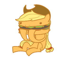 Size: 261x271 | Tagged: safe, artist:stoffy, applejack, food pony, original species, g4, burger, hamburger