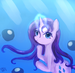 Size: 876x849 | Tagged: safe, artist:pklove-chan, rarity, pony, g4, female, magic, solo, underwater