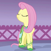 Size: 200x200 | Tagged: safe, screencap, fluttershy, pony, g4, season 1, suited for success, animated, clothes, cropped, dress, eyes closed, female, gala dress, loop, nodding, one eye closed, solo