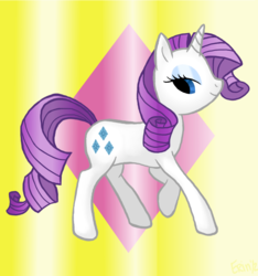 Size: 900x960 | Tagged: safe, artist:ramenluver111, rarity, pony, unicorn, g4, abstract background, female, lidded eyes, mare, raised hoof, smiling, solo