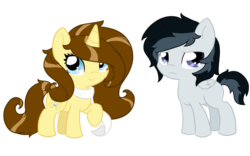 Size: 1500x938 | Tagged: safe, artist:piichu-pi, oc, oc only, oc:eclair, oc:jet, simple background, transparent background