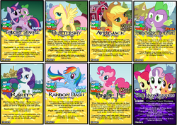Size: 1592x1129 | Tagged: safe, artist:terry, apple bloom, applejack, fluttershy, pinkie pie, rainbow dash, rarity, scootaloo, spike, sweetie belle, twilight sparkle, g4, card game, cutie mark crusaders