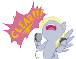 Size: 3192x2492 | Tagged: safe, artist:gameguy001, derpy hooves, pegasus, pony, g4, clear, defibrillator, dialogue, female, high res, mare, simple background, solo, transparent background, vector