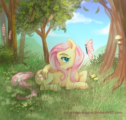 Size: 721x689 | Tagged: dead source, safe, artist:ice-cream-dragon, fluttershy, butterfly, pegasus, pony, g4, female, solo