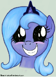 Size: 291x396 | Tagged: safe, artist:flausch-katzerl, princess luna, pony, g4, animated, cute, eye shimmer, female, simple background, solo, sparkly eyes, wingding eyes, woona
