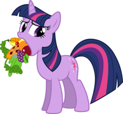 Size: 6806x6327 | Tagged: safe, artist:mehoep, twilight sparkle, pony, unicorn, g4, green isn't your color, absurd resolution, apple, carrot, female, food, fruit, gentlemen, grapes, herbivore, mare, simple background, solo, transparent background, unicorn twilight, vector, vegetables