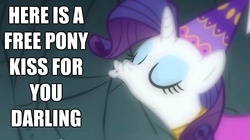 Size: 619x346 | Tagged: safe, edit, edited screencap, screencap, rarity, pony, a dog and pony show, g4, bronybait, caption, eyes closed, female, image macro, imminent kissing, implied kissing, mare, princess, puckered lips, solo, text
