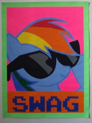 Size: 2112x2816 | Tagged: safe, artist:iceroadlion, rainbow dash, g4, high res, painting, poster, sunglasses, swag