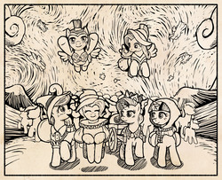 Size: 1600x1300 | Tagged: safe, artist:muffinshire, applejack, chancellor puddinghead, clover the clever, commander hurricane, fluttershy, pinkie pie, princess platinum, private pansy, rainbow dash, rarity, smart cookie, twilight sparkle, g4, ruff (clothing), sketch