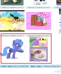 Size: 613x741 | Tagged: safe, fluttershy, princess luna, rainbow dash, wild fire, alicorn, pegasus, pony, derpibooru, g4, exploitable meme, female, filly, filly rainbow dash, fluttercry, juxtaposition, juxtaposition win, mare, meme, onion, pointing, screenshots, tv meme, woona, younger