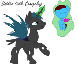 Size: 2417x2067 | Tagged: safe, artist:kitsamoon, oc, oc only, changeling, duo, father and son, high res, offspring