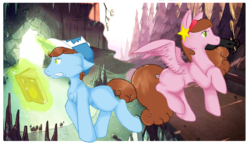 Size: 902x520 | Tagged: artist needed, safe, pegasus, pony, unicorn, dipper pines, gravity falls, mabel pines, male, ponified