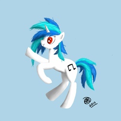 Size: 1000x1000 | Tagged: safe, artist:thejayowl, dj pon-3, vinyl scratch, pony, unicorn, g4, female, rearing, simple background, solo