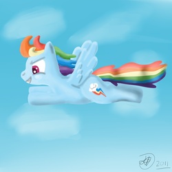 Size: 1133x1133 | Tagged: safe, artist:thejayowl, rainbow dash, pegasus, pony, g4, female, flying, profile, solo