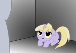 Size: 2104x1472 | Tagged: safe, artist:randompinkpie, derpy hooves, dinky hooves, pegasus, pony, unicorn, g4, abuse, dinkybuse, female, filly, implied dinkybuse, mare, scared, this will end in tears