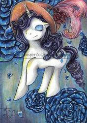 Size: 900x1270 | Tagged: safe, artist:missperidot, rarity, pony, g4, female, hat, solo